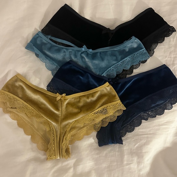 Victoria’s Secret Velvet & Lace Panties Set, New, Multiple Colors - Picture 1 of 9
